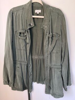LOFT Olive Green Drawstring Utility Jacket